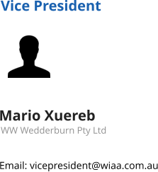 Vice President Mario Xuereb WW Wedderburn Pty Ltd Email: vicepresident@wiaa.com.au